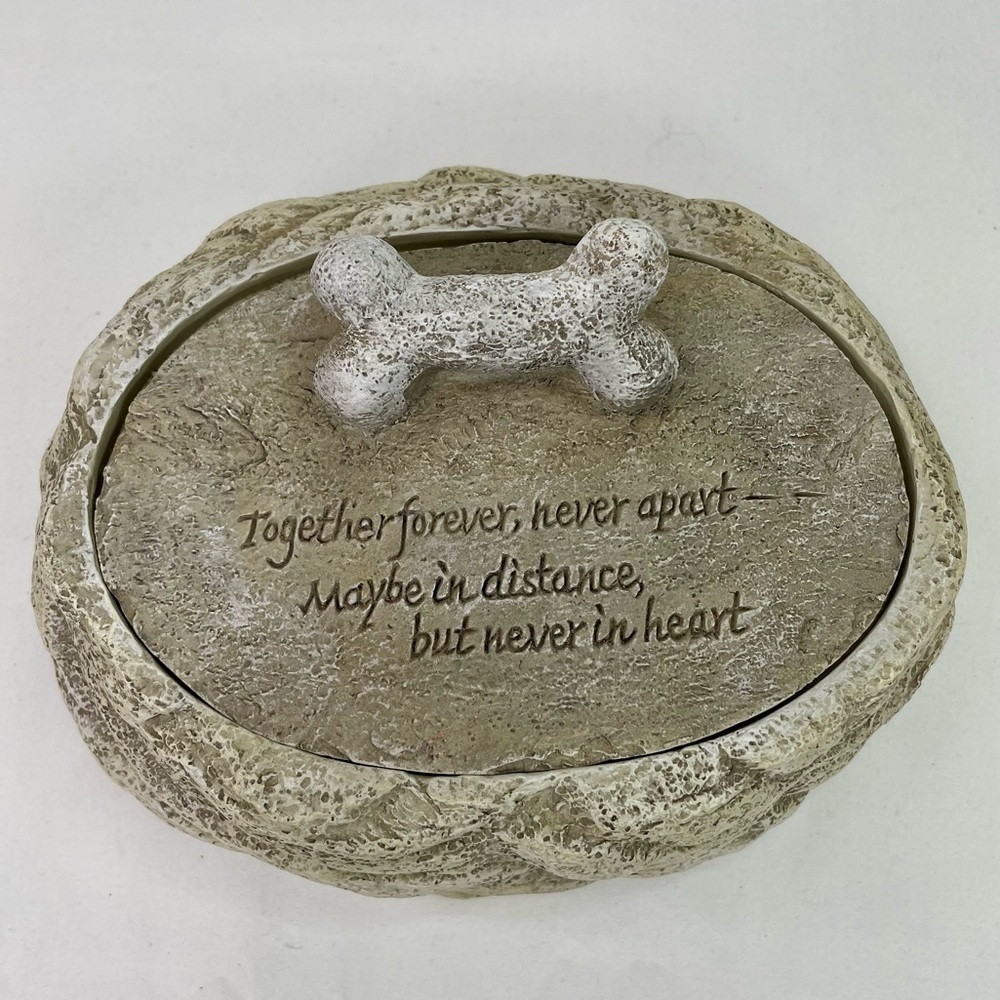Dog Memory Box Together Forever Ashes Holder Resin Stone Look